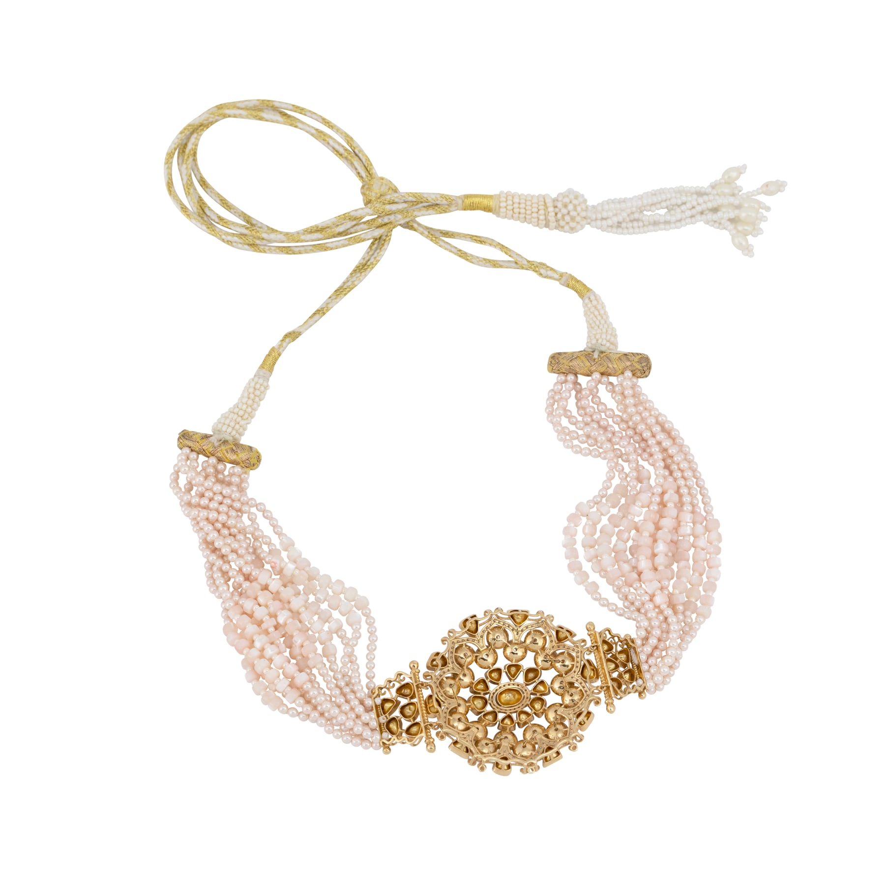 Filigree Pearl Choker with Polki and Full-Cut Diamond