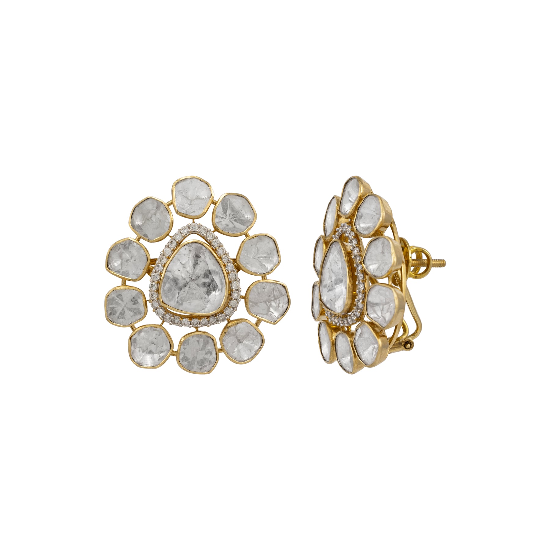 Modern Polki Diamond Studs with Timeless Appeal