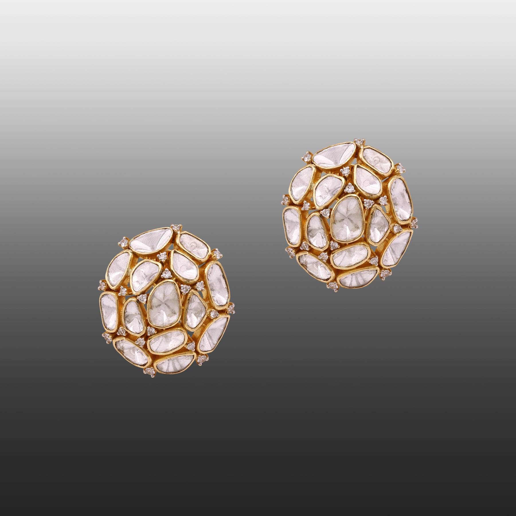 Polki Cluster Studs with Full-Cut Diamond Highlights