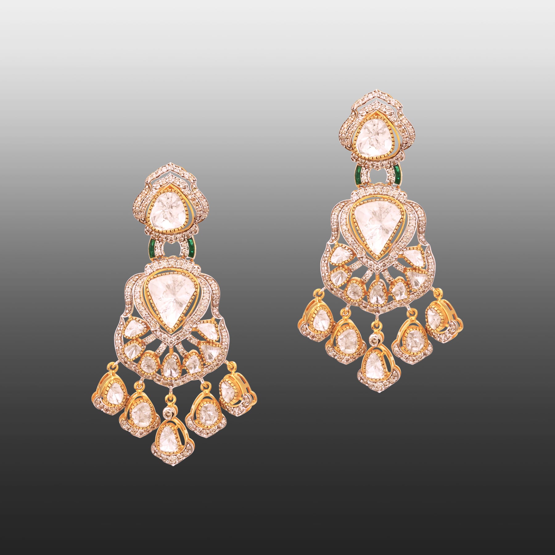 Inverted Pear Polki Drop Earrings
