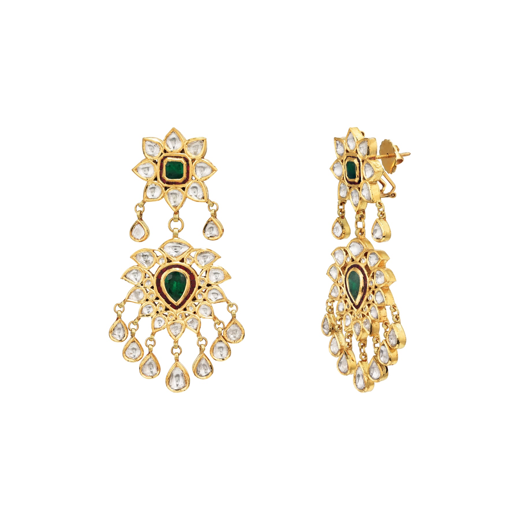 Evergreen Traditional Emerald-Ruby Accent Earrings