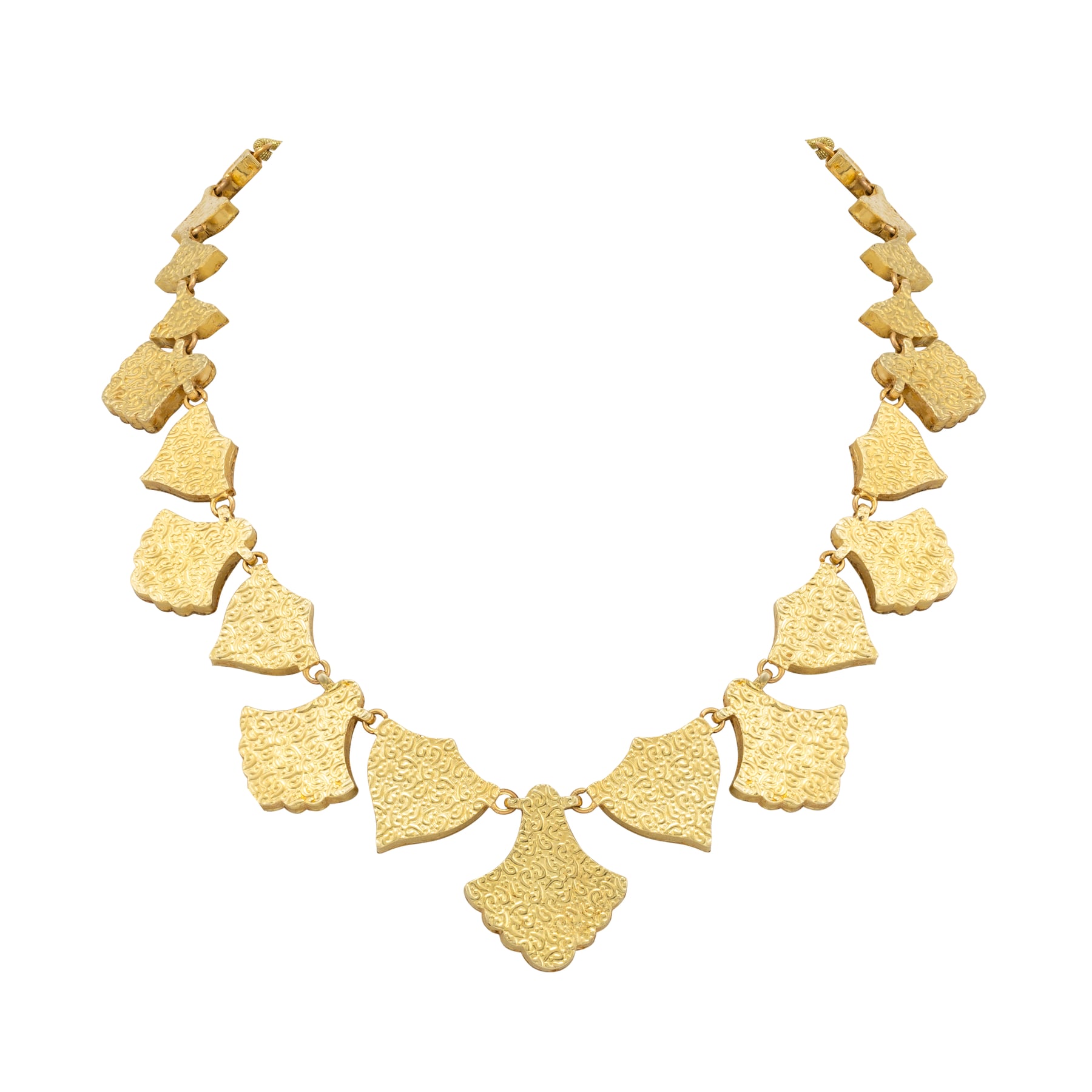 Gold and Polki Fan Motif Necklace