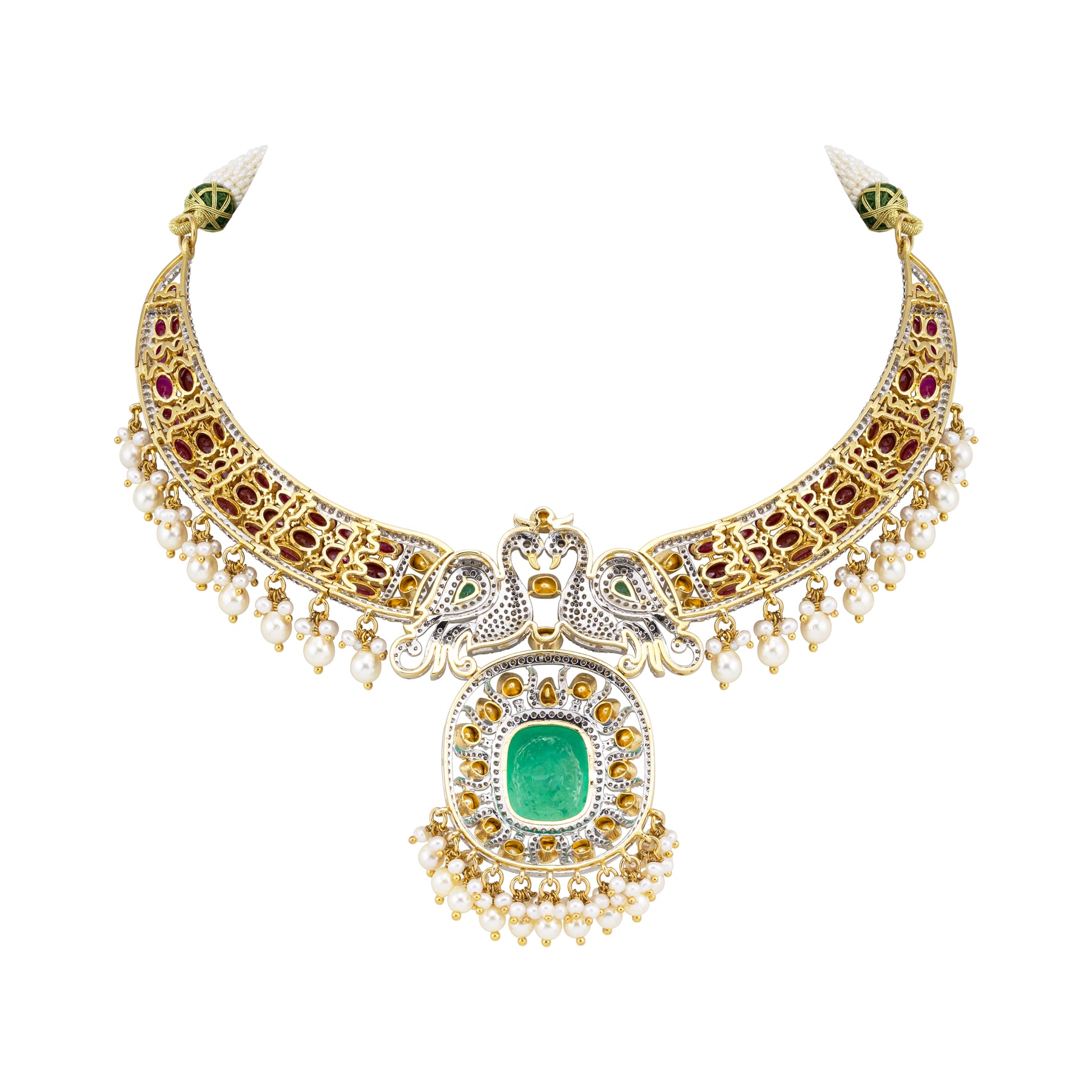 Emerald Statement Hasli with Twin Peacocks