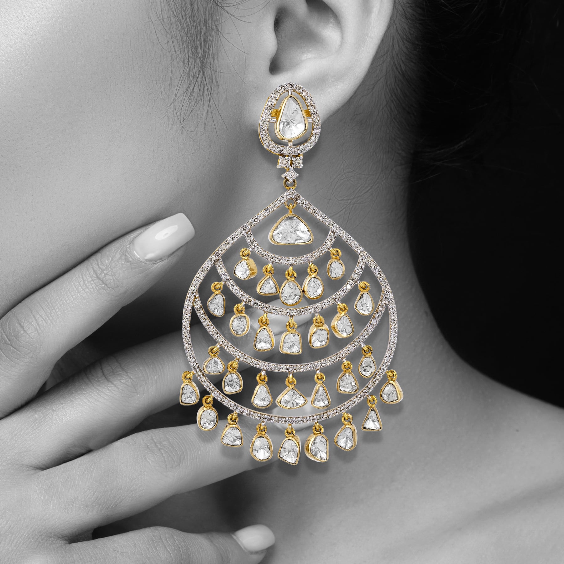 Tiered Open-Setting Polki Danglers