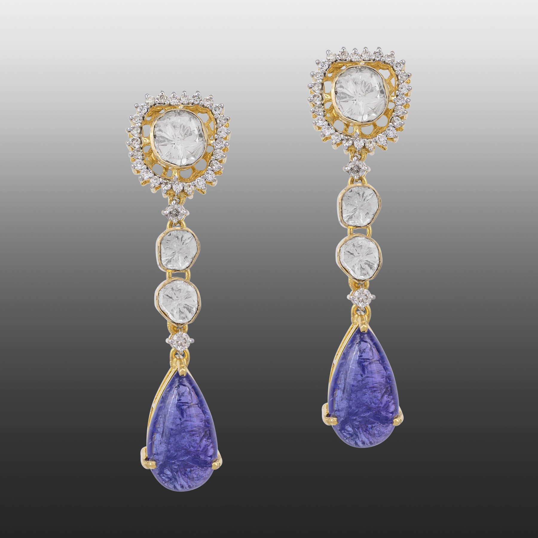 Tanzanite open-set drop earrings