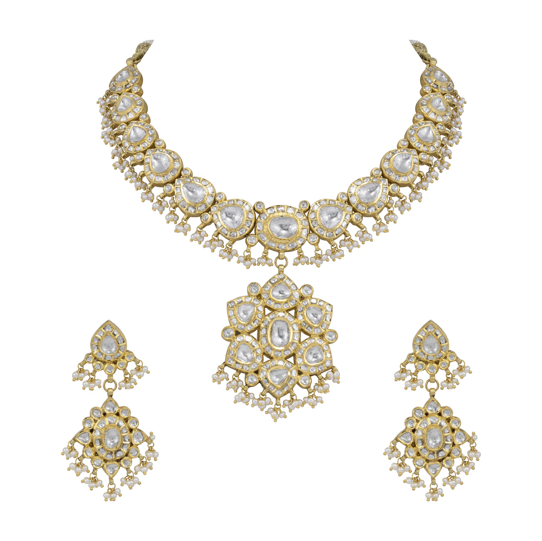 Pearl and Polki Choker with Pendant
