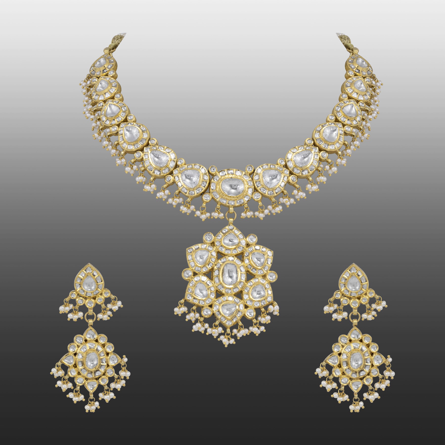 Pearl and Polki Choker with Pendant