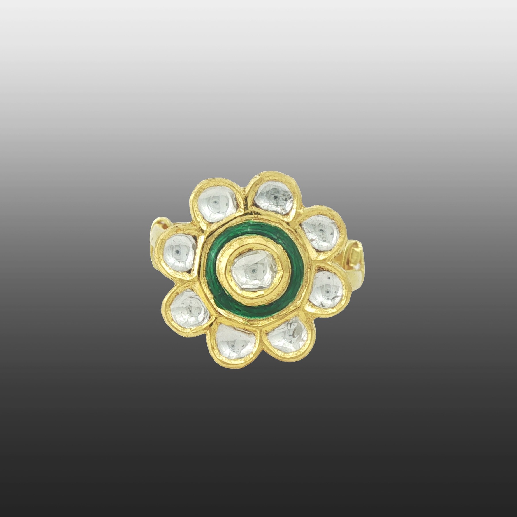 Green Accent Polki Ring