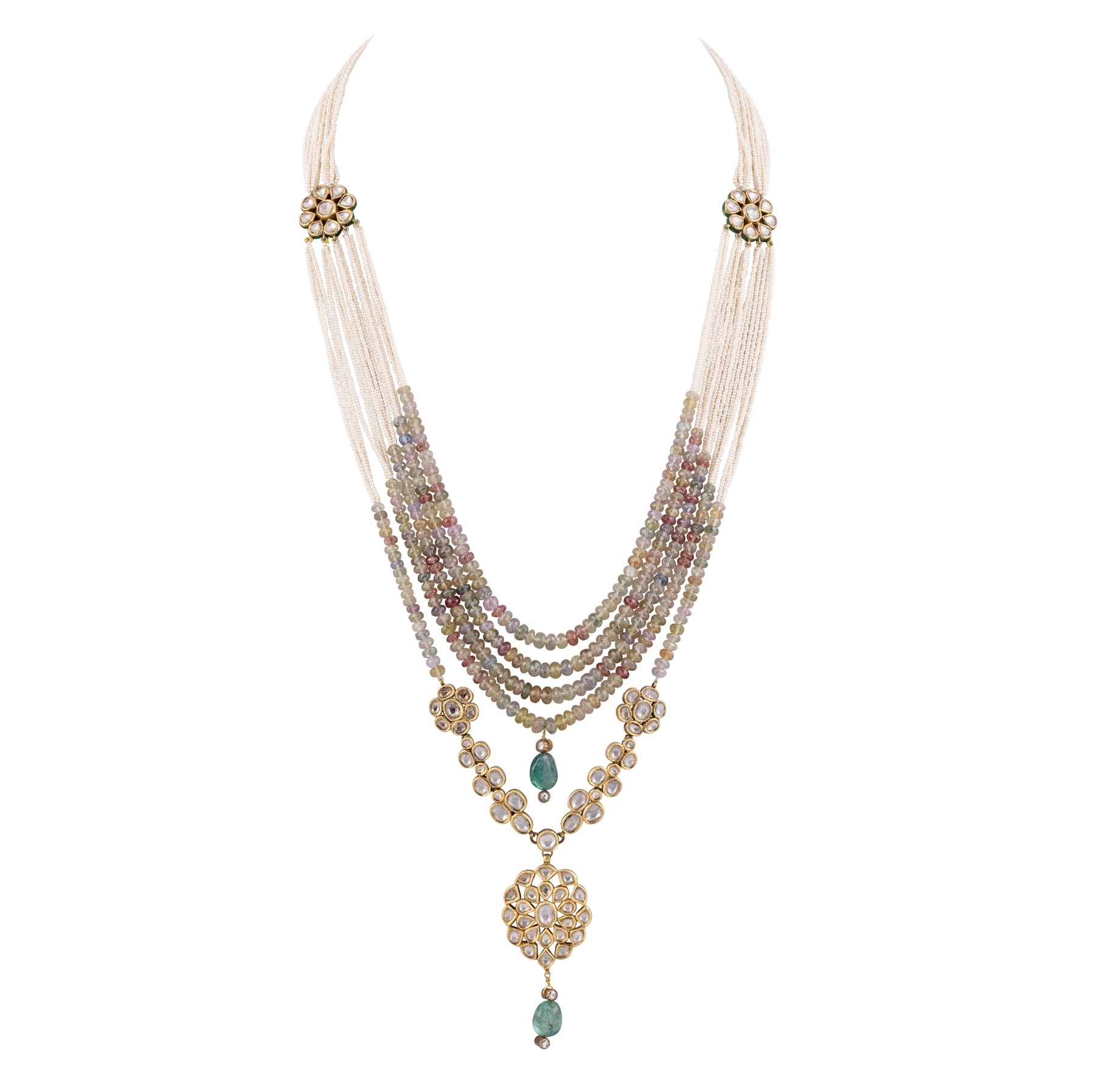 Umba Sapphire and  Pearl Multi-Strand Necklace