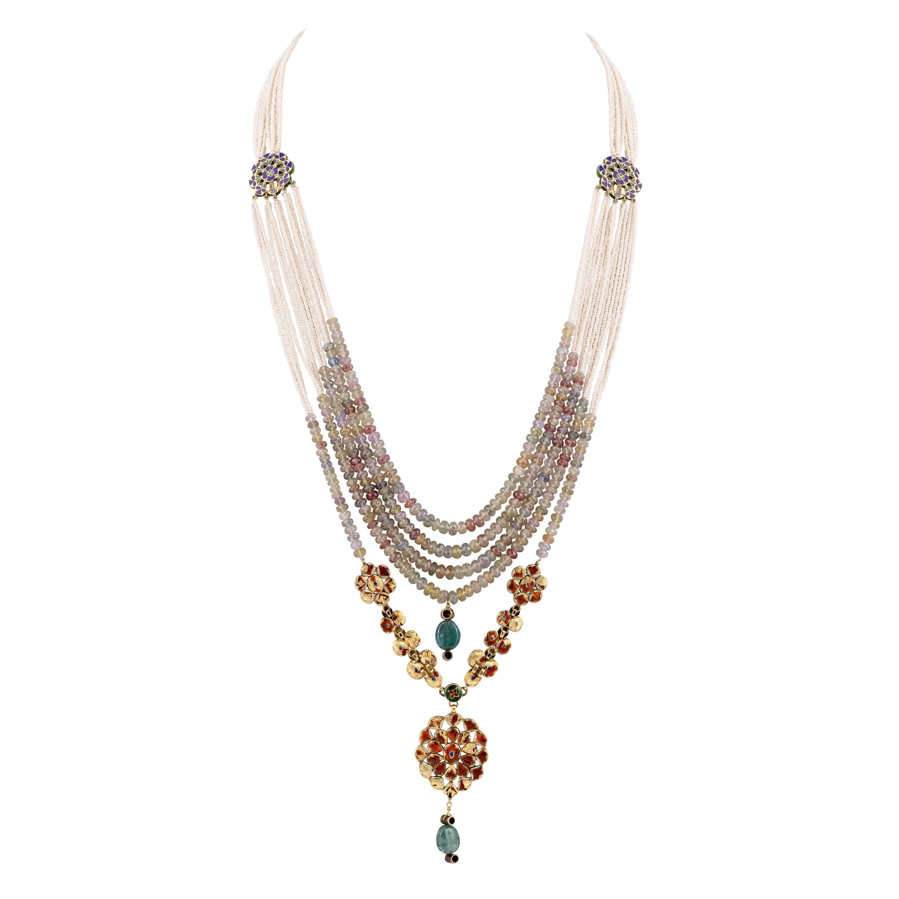 Umba Sapphire and  Pearl Multi-Strand Necklace
