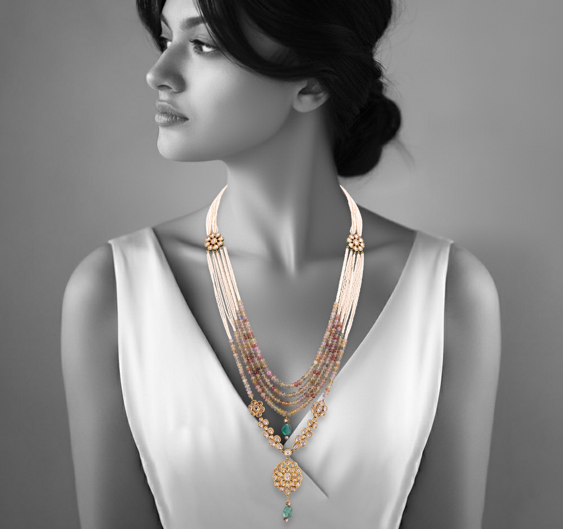 Umba Sapphire and  Pearl Multi-Strand Necklace