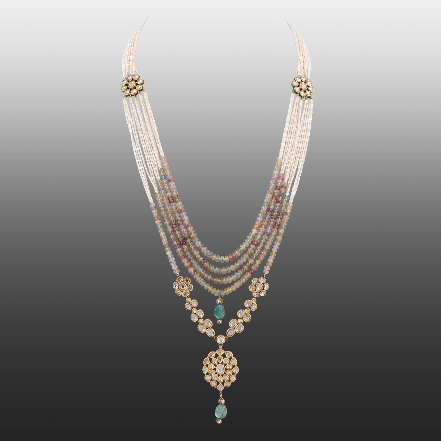 Umba Sapphire and  Pearl Multi-Strand Necklace