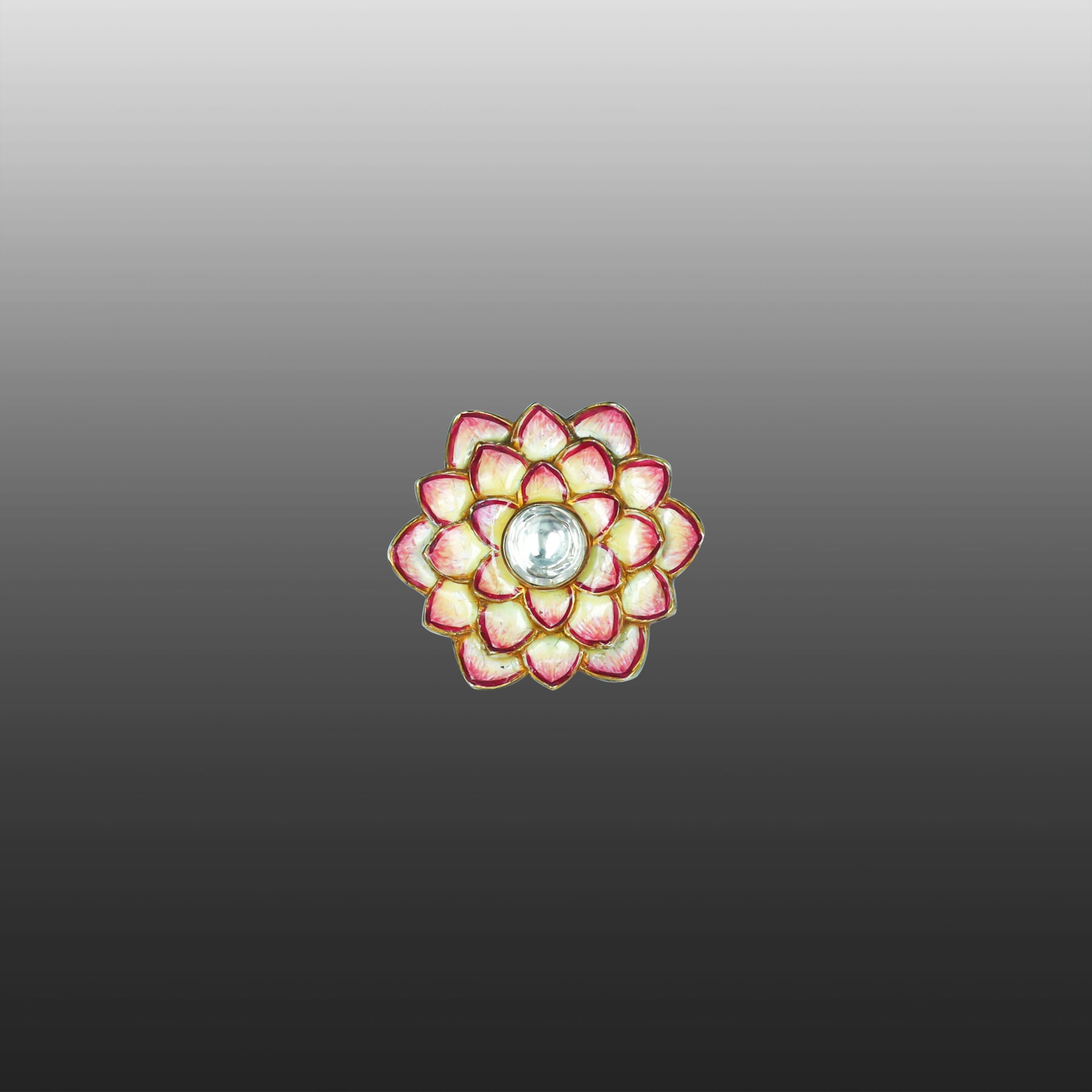 Men&rsquo;s Button with Polki and Pink-White Meenakari