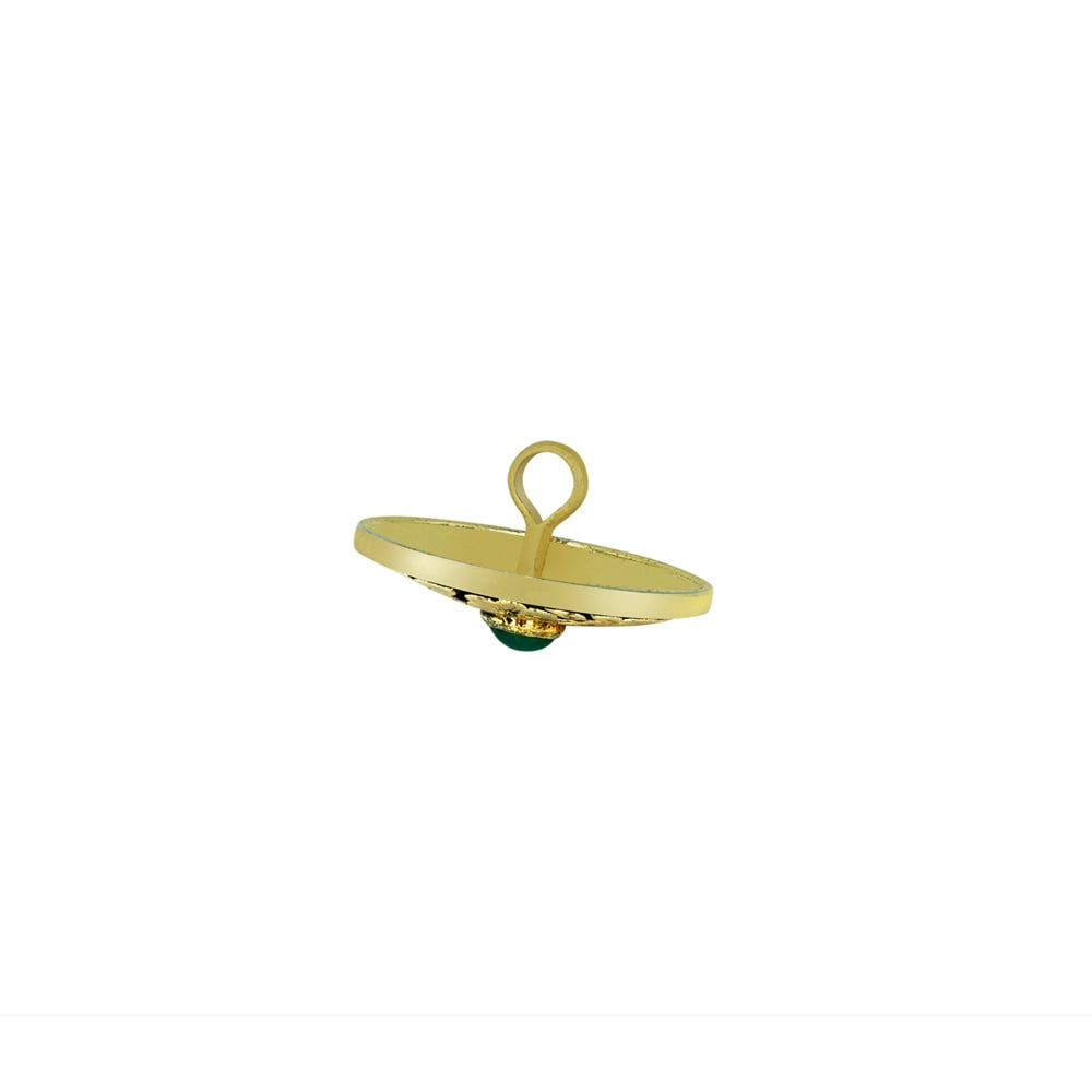 Men&rsquo;s Button with Gold Floral Design and Green Stone