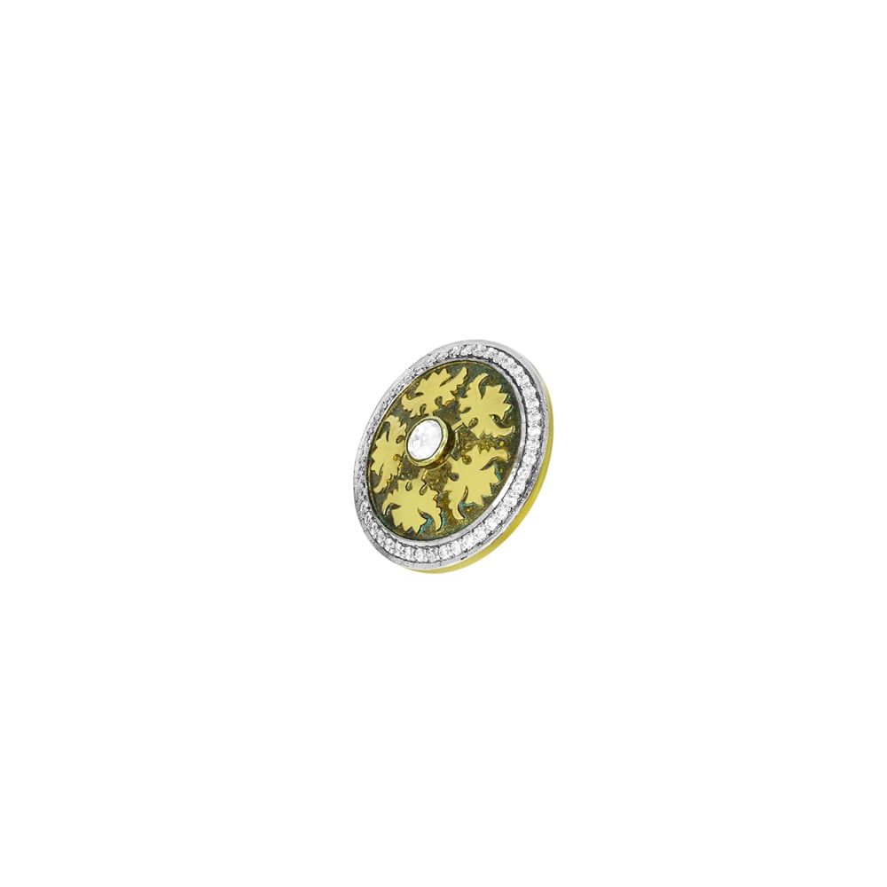 Men&rsquo;s Kurta Button with Polki and Gold Leaf