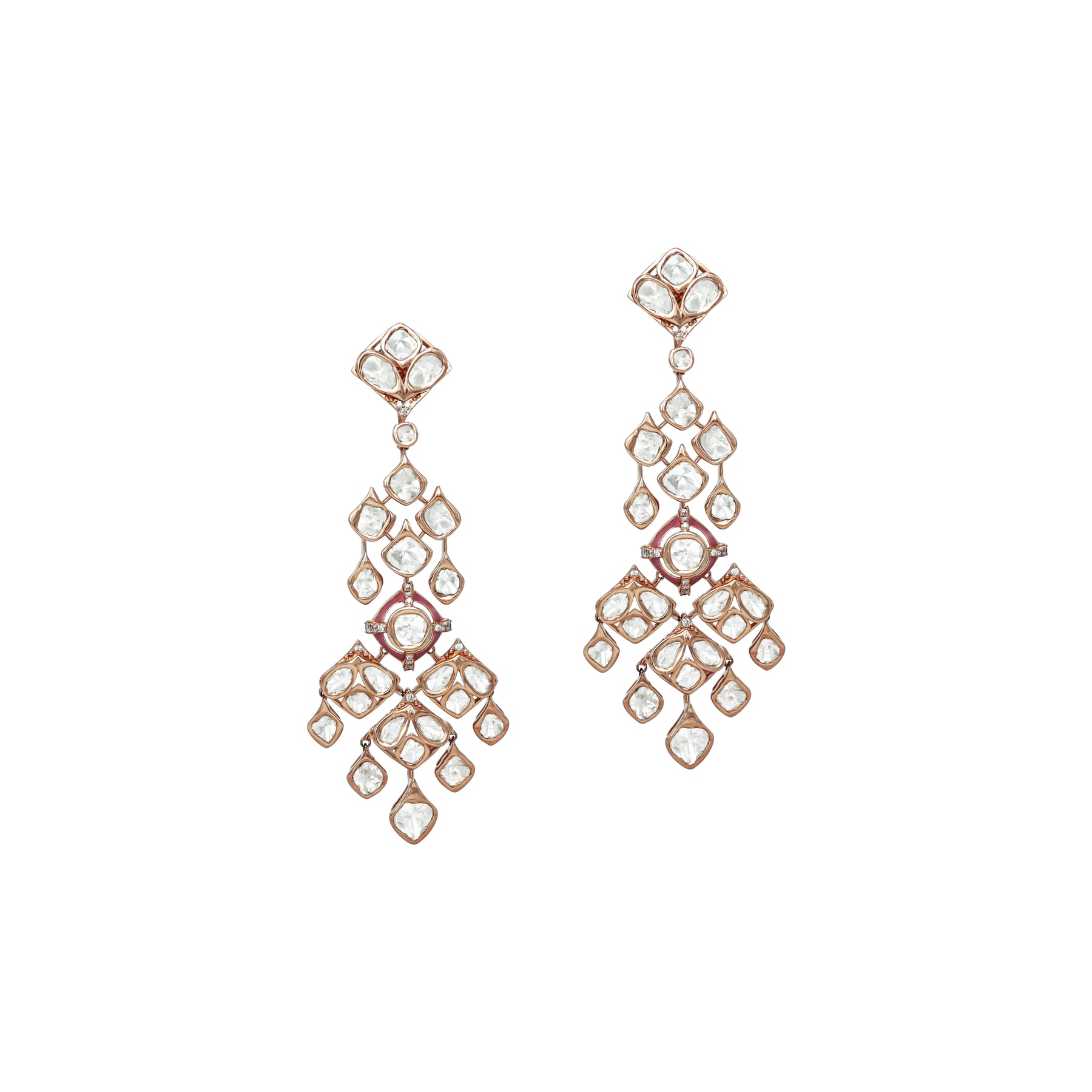 Polki Necklace Set with Pink Enamel Intricate work
