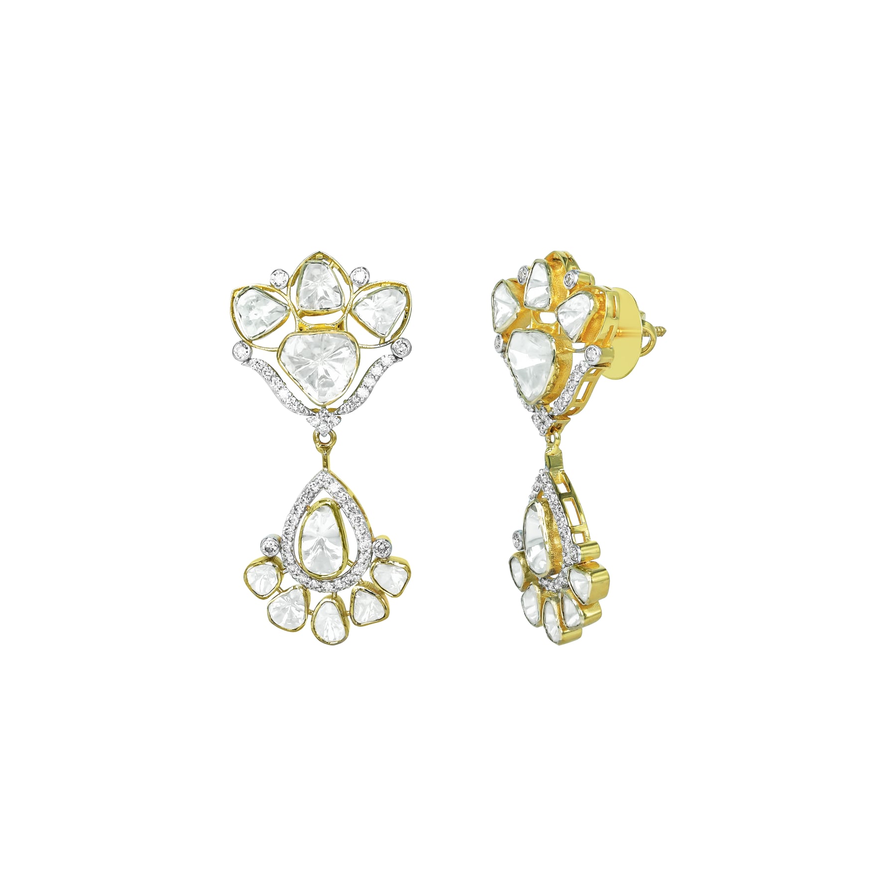 Floral Teardrop Polki Earrings