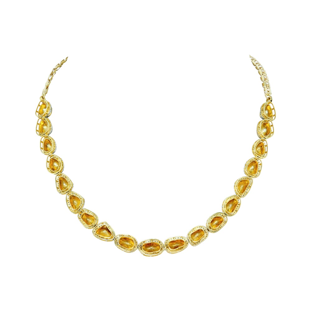 Polki Diamond Necklace with Diamond Halo