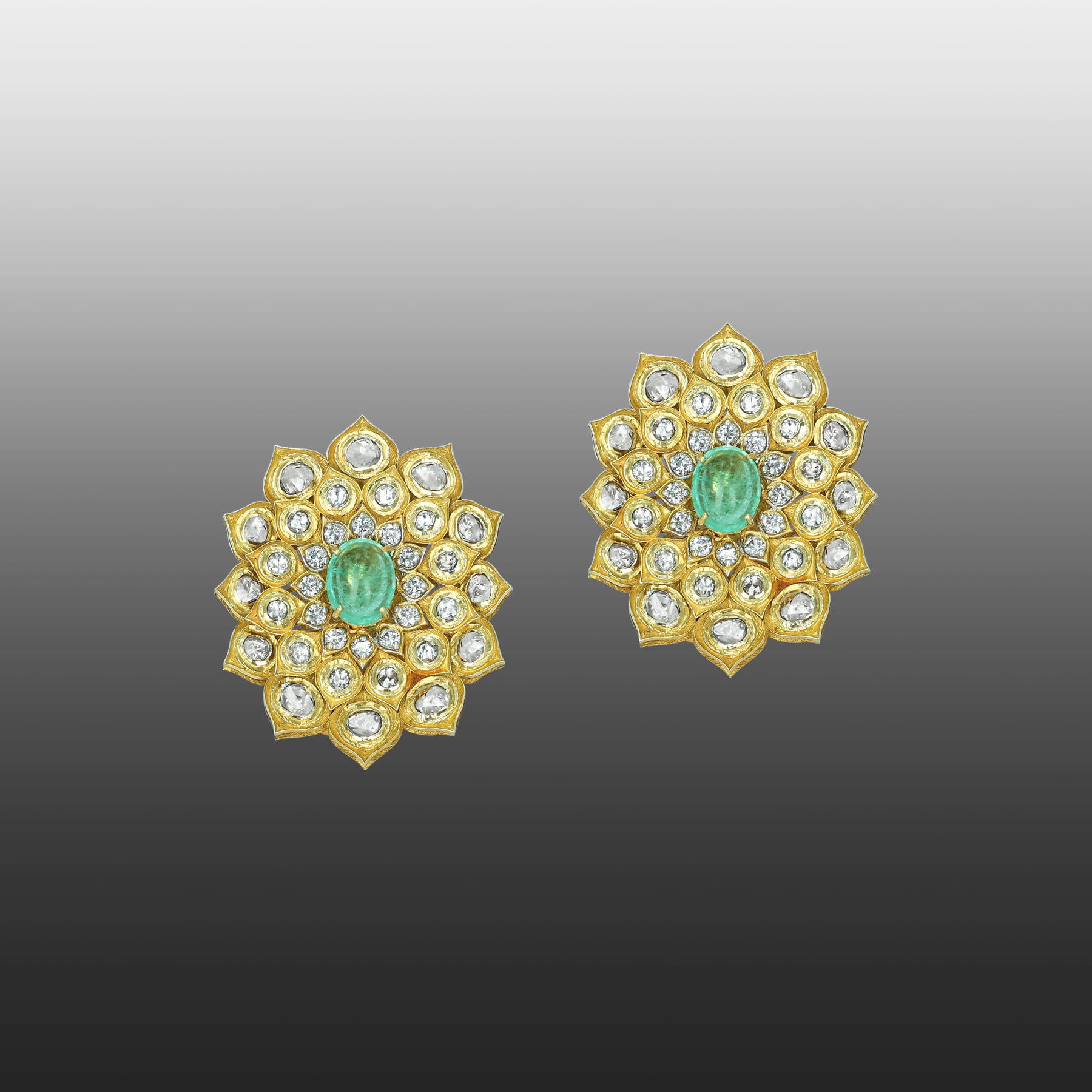 Polki Choker Set with Emerald Floral Motif and Drops
