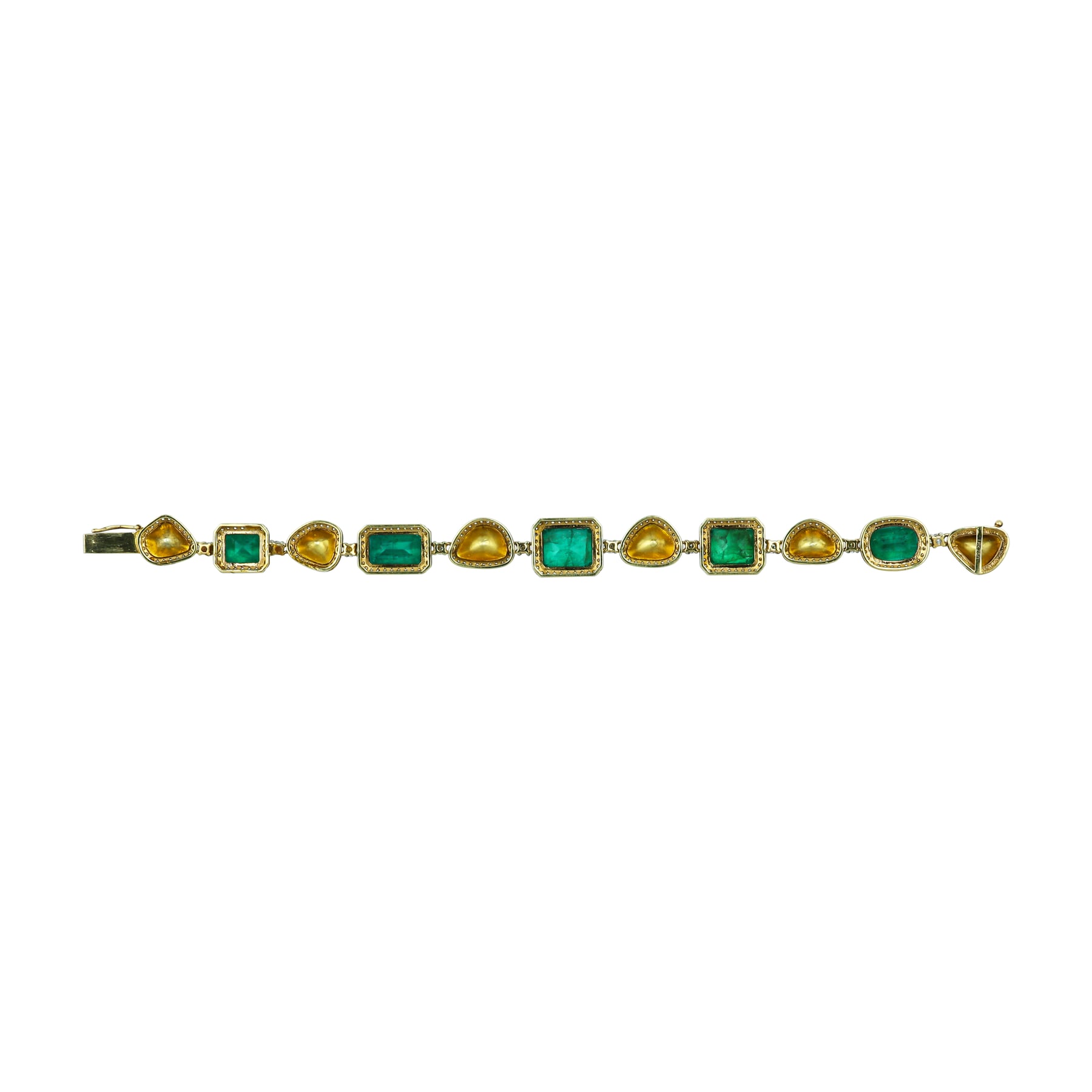 Convertible Polki Emerald Necklace-Bracelet with Diamond Halo