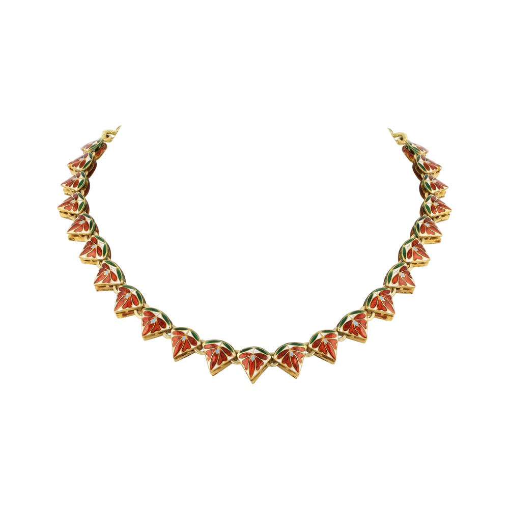 Curvy Triangular Linear Uncut Diamond Polki Necklace
