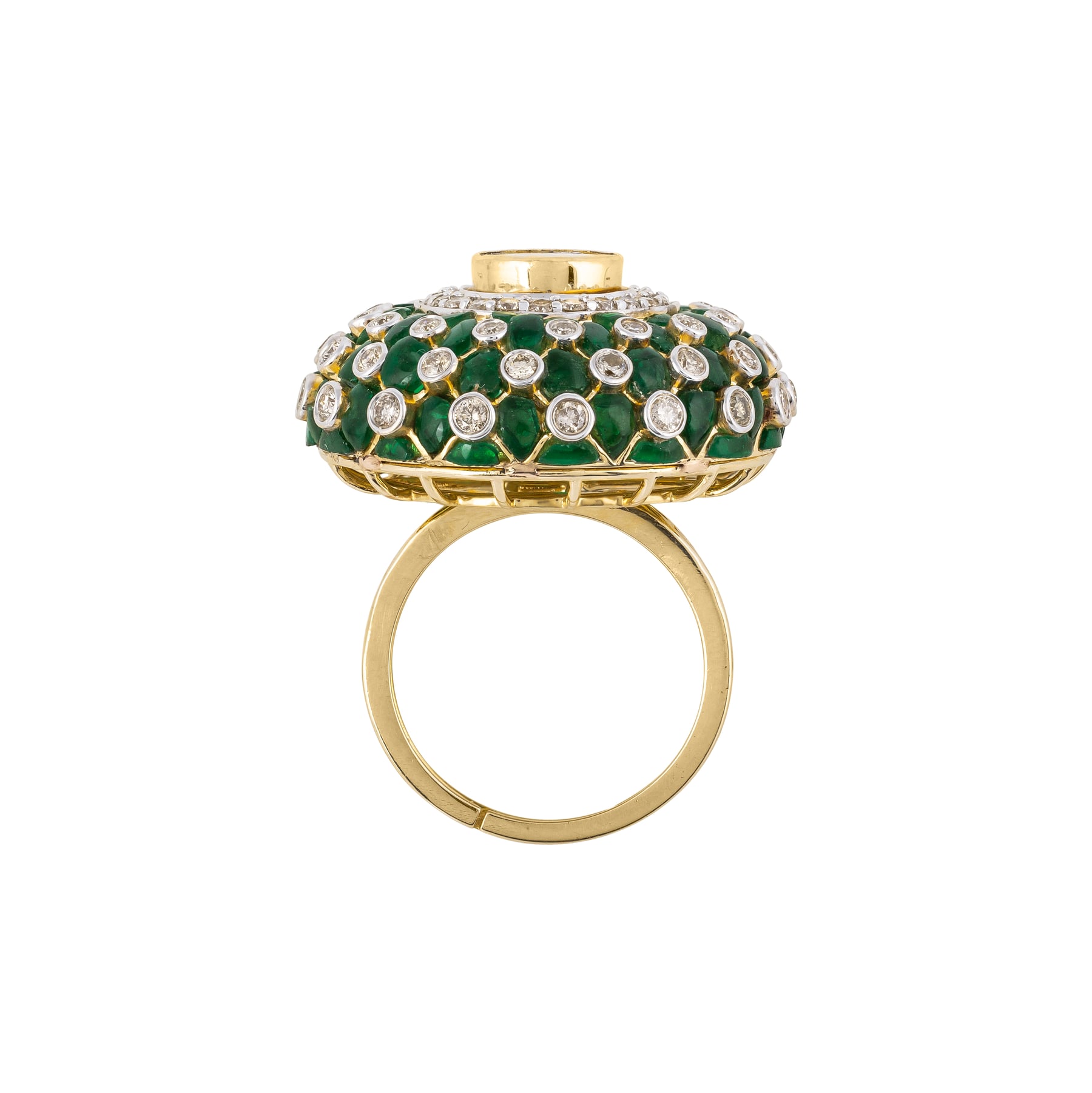 Statement Ring with Polki, Green Talaf and Diamonds